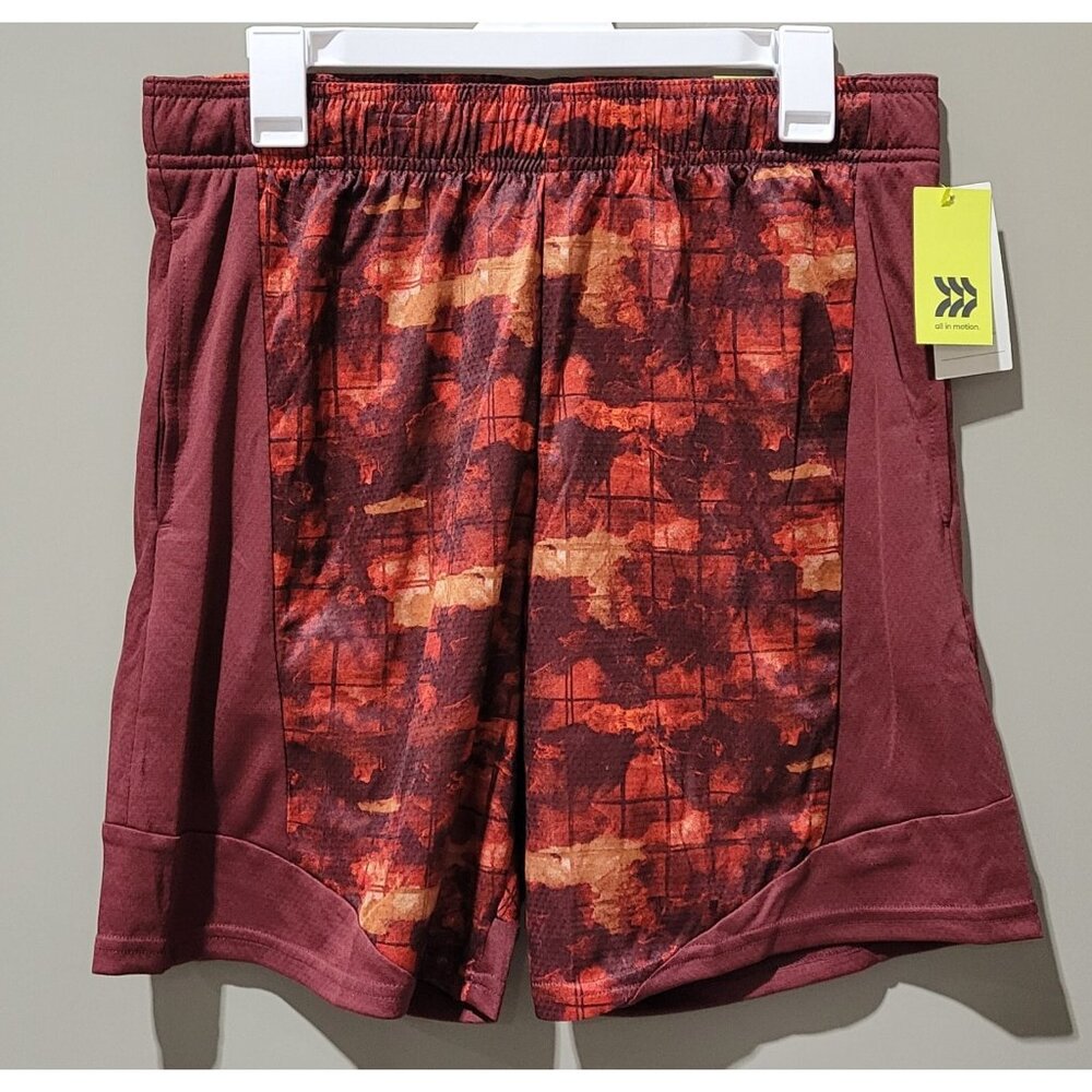 All In Motion Red & Orange Geo Athletic Court Drawstring Shorts -- XXL 44/46